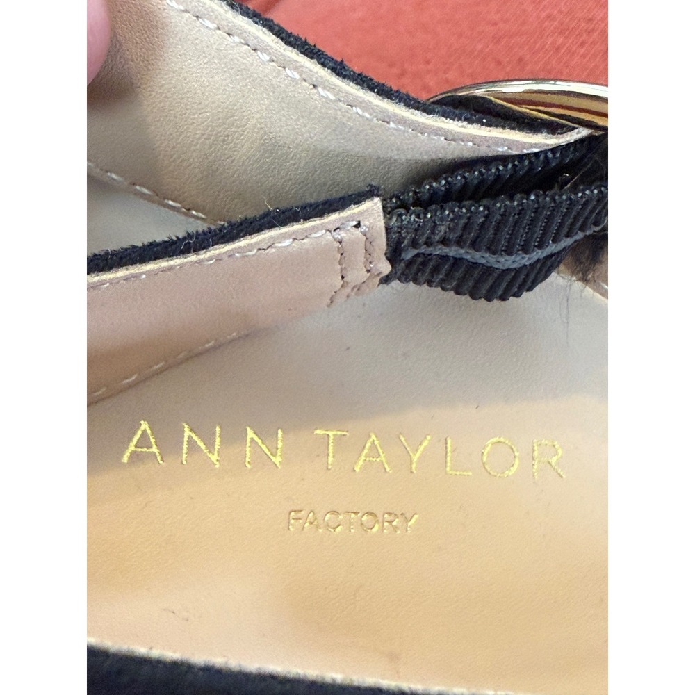 Ann Taylor Womens Black Slingback Flats Pointed Toe Leopard Trim Size 9M‎ - Picture 13 of 14
